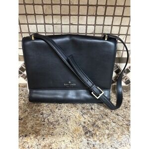 Kate Spade New York Black Leather Satchel Shoulder Bag Purse Handbag